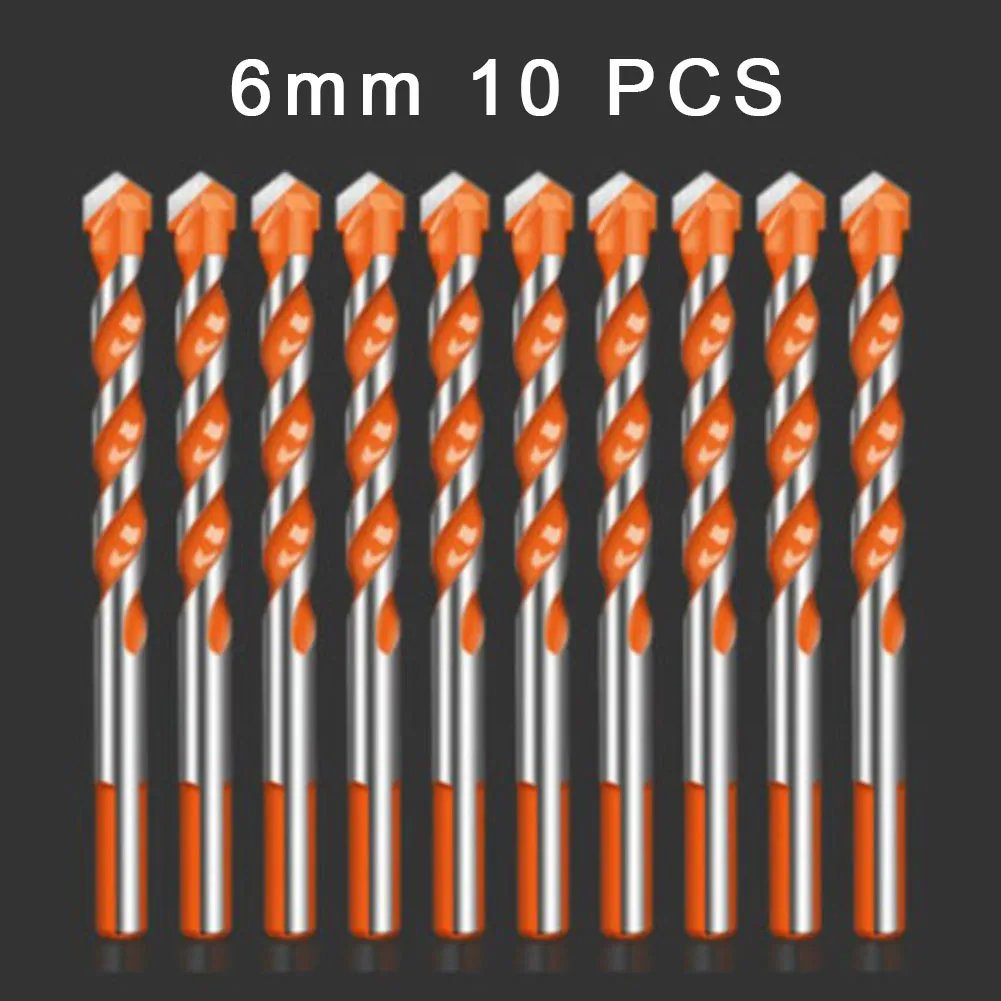 

10pcs 6mm Triangle Drill Bit Multifunctional Triangle Hand Super Hard Alloy Concrete Cement Wood Drilling Electric Drill Bit