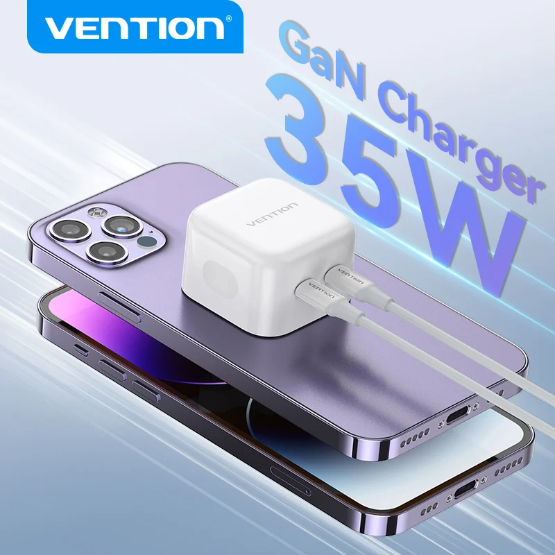 

Vention 35W GaN быстрое зарядное устройство USB Type C зарядное устройство для iPhone 14 13 Samsung iPad переключатель QC 3,0 Быстрая зарядка для путешествий PD зарядное устройство