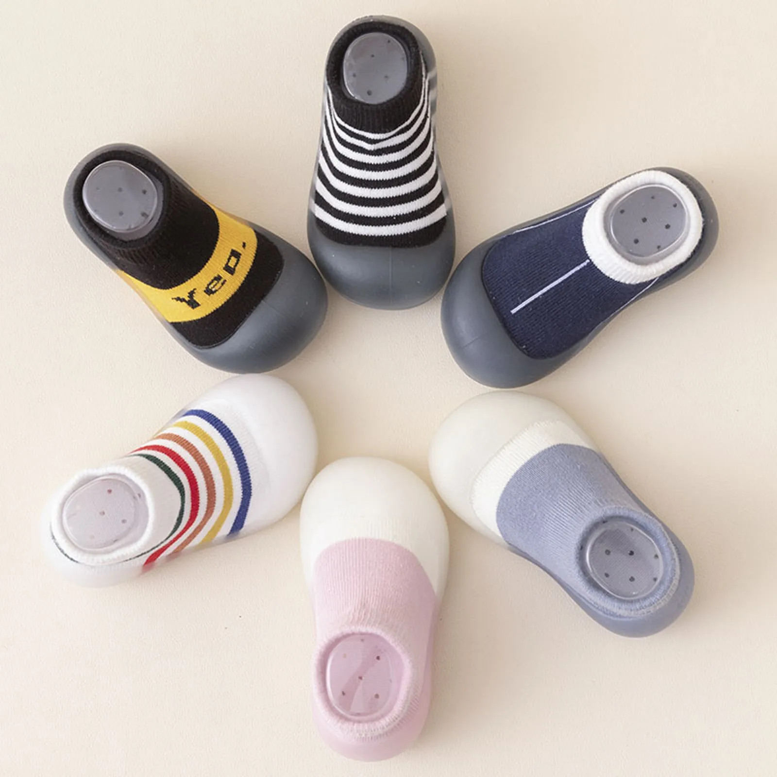 

Обувь для младенцев, детские напольные носки, Трикотажные ботинки для новорожденных мальчиков и девочек, нескользящая Мягкая резиновая обувь, обувь