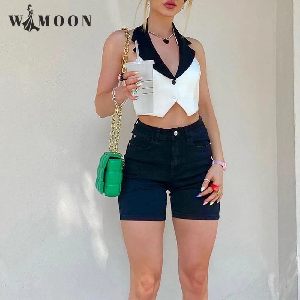 

Женский укороченный топ на пуговицах, с V-образным вырезом и открытой спиной