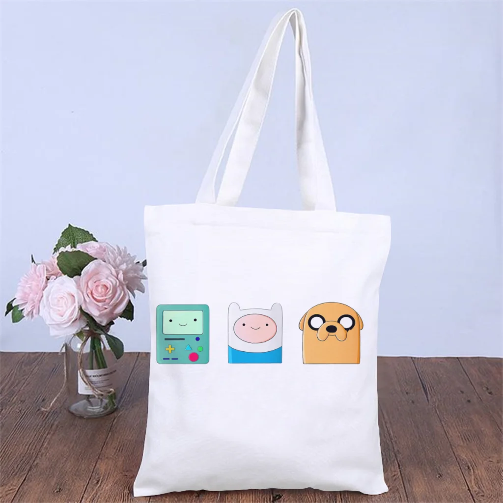 

Good BoysHandbag Adventure Time Animated TV Series Shoulder Canvas Bags Adults Pocket Travel Shopper HandBags Vintage Tote Bag
