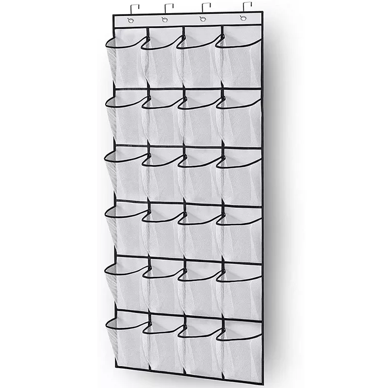 

NEW2023 1x 24 Grid Wall-mounted Sundries Shoe Organiser Fabric Closet Bag Storage Rack Mesh Pocket Clear Hanging Over The Door C