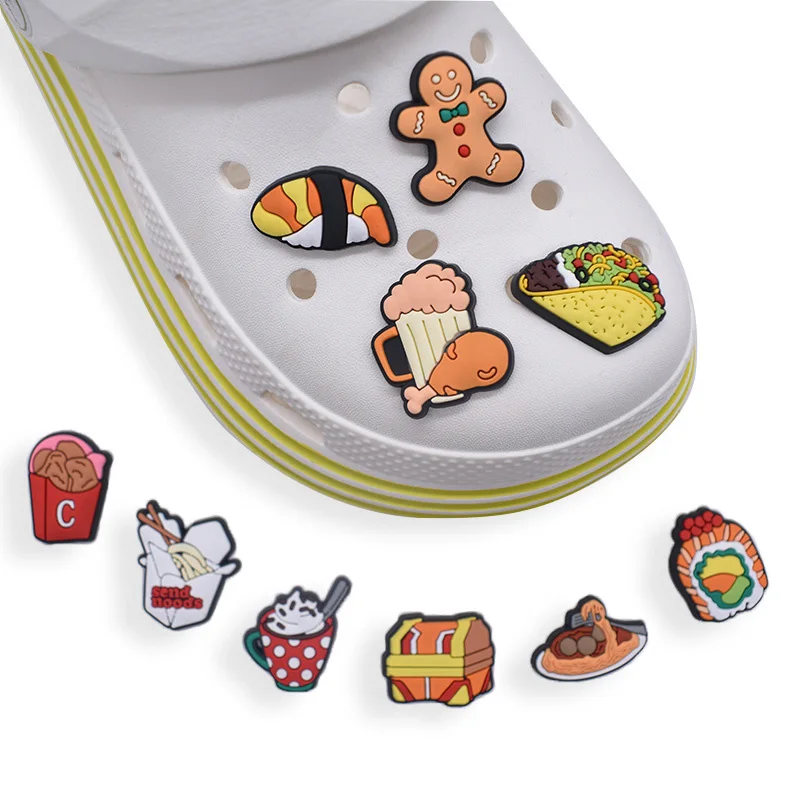 

1pcs Chicken Leg Hot Dog Sandwich Fried Chicken Shoe Charms Cute Food Series Shoe Accessorie DIY For Croc Jibz Fit Wristbands