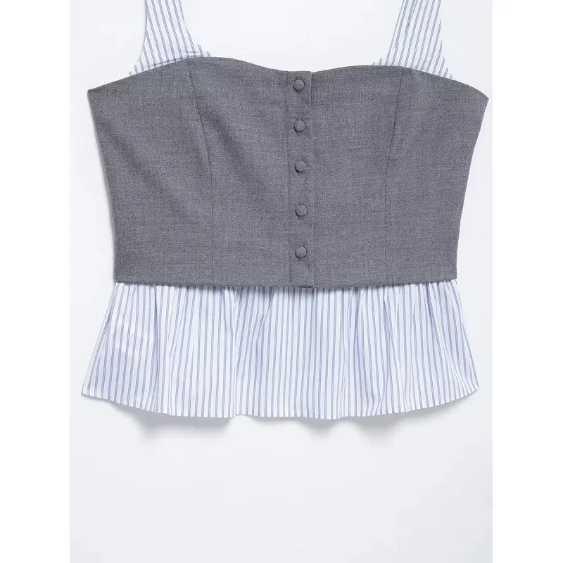 Новинка весны 202 женская мини-юбка из поплина в полоску с круглым вырезом и