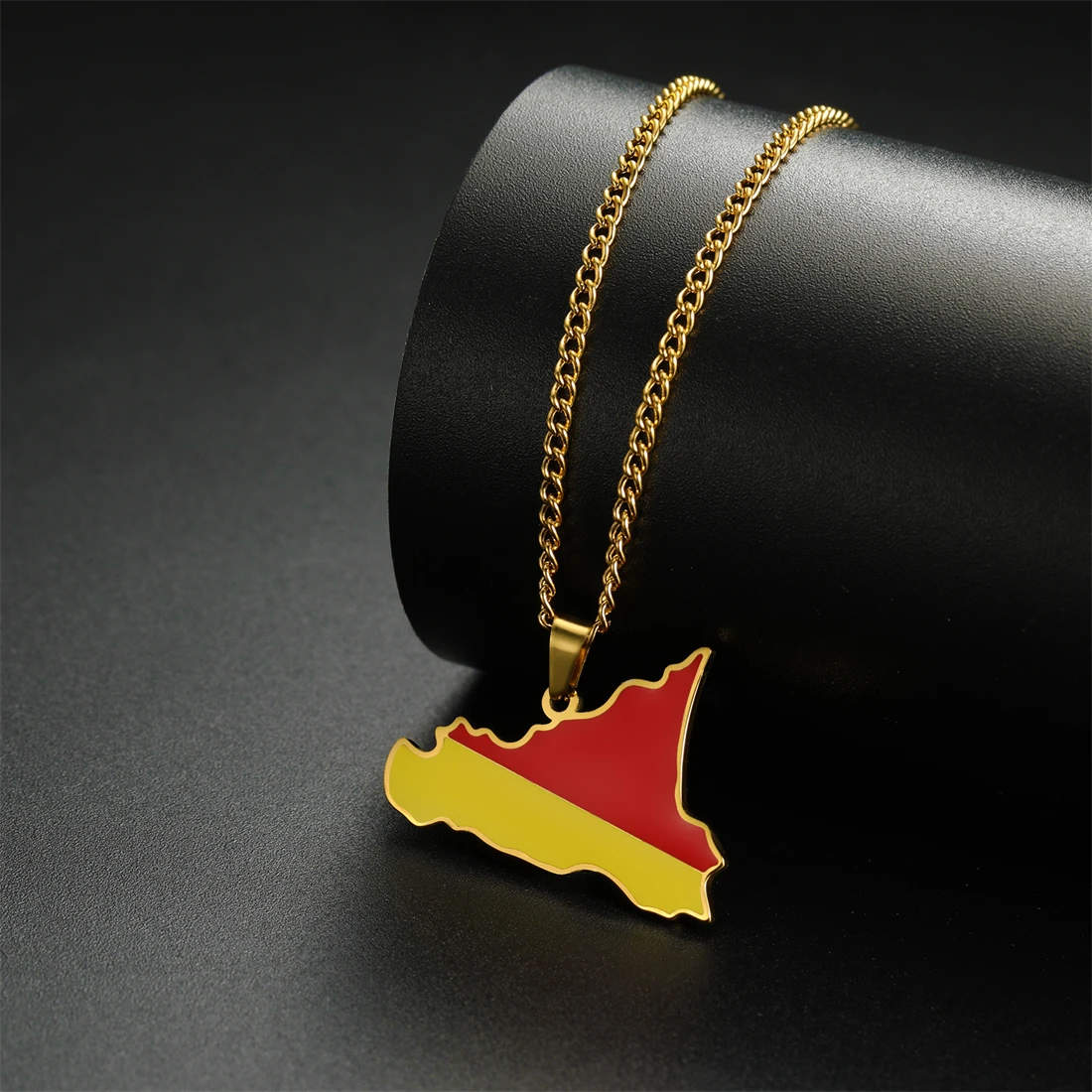 EUEAVAN капельное масло Италия Sicily карта кулон ожерелья из нержавеющей стали