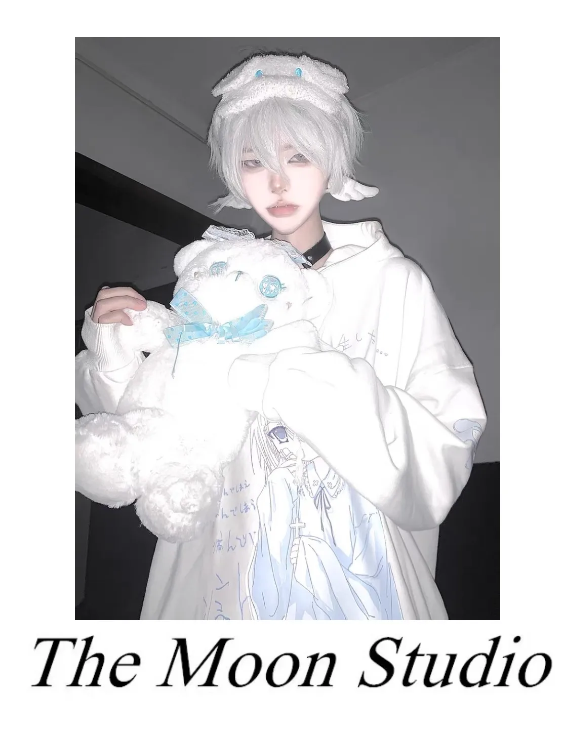 Новинка Осень-зима белая толстовка с капюшоном в виде ангельской девочки Женский