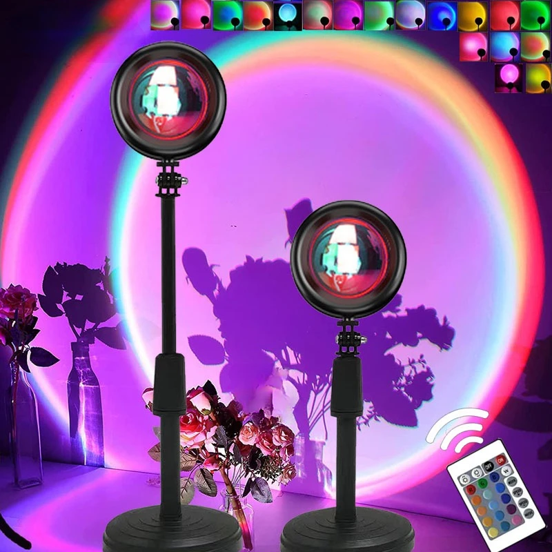 

Sunset Projector Lamp Rainbow Atmosphere Night Light Sunset Light for Bedroom Room Decoration Background Wall Tiktok Table Lamp