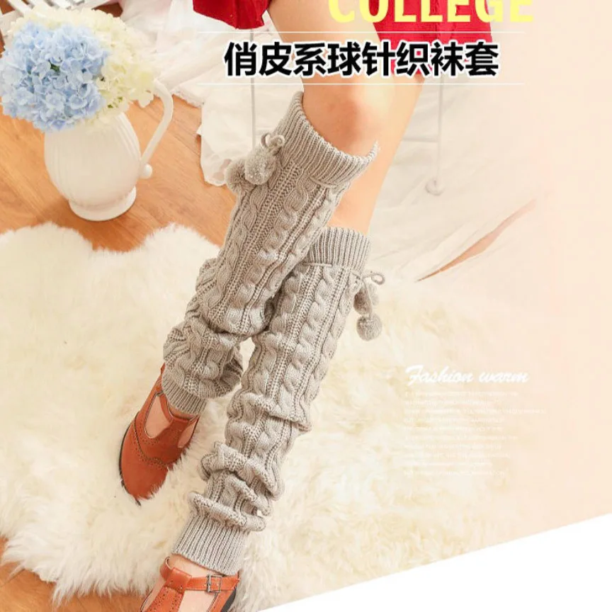 Новинка женский осенне-зимний теплый шерстяной комплект чулок носки выше колена