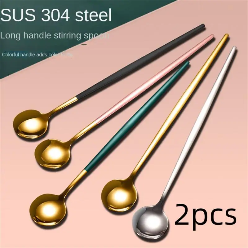 

2PCS 304 Stainless Steel Coffee Mixing Spoon Spoon Long -handle Spoon Top Spoon Creative Bar Accessories Mixed Ice Spoons