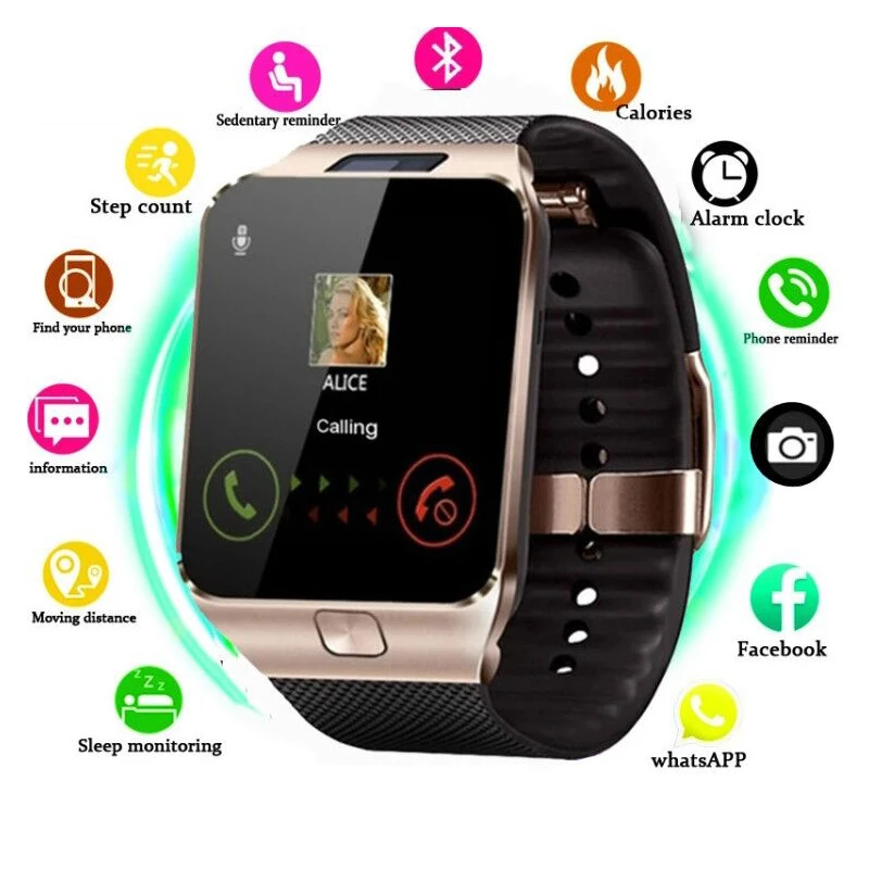 

VBDK DZ09 Watches Mens 2021 Sport Watch Electronic Clock Support TF SIM Card Camera SMS Call Women Smartwatch for Android Phone