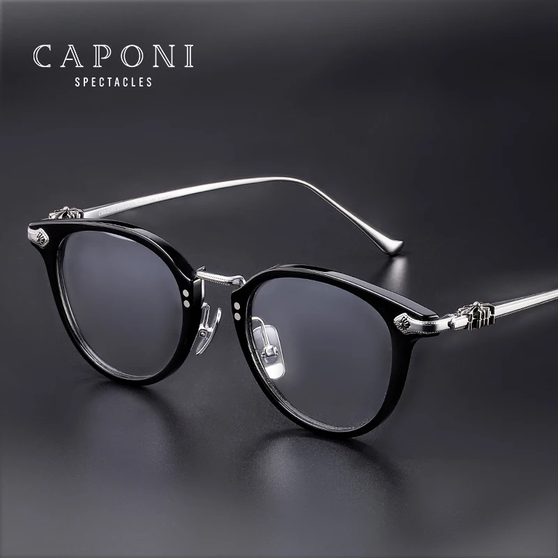 CAPONI Men Glasses Luxury Designer Blue Light Blocking Eyeglasses Computer Optical Glasses Frames Customized Prescription JF5201