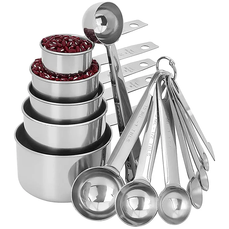 

12/13Pcs 430 Stainless Steel Measuring Cups and Spoons Set Deluxe Premium Stackable Tablespoons Home Tools Kitchen Accessories