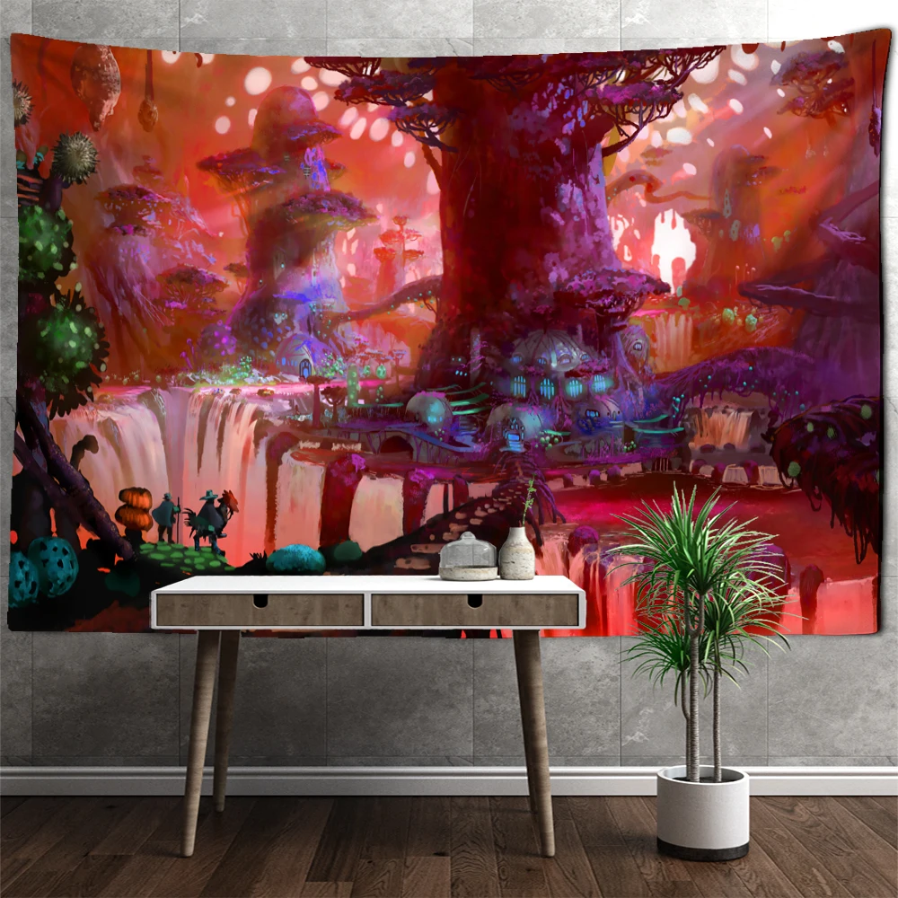 

Viking Raven Tapestry Wall Hanging Wishing Tree Mysterious Meditation Psychedelic Art Living Room Art Home Decor