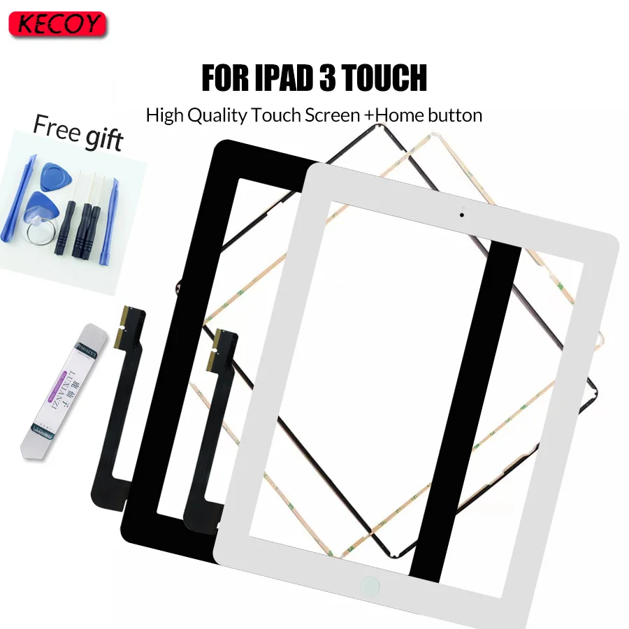 1Pcs Display Touch Screen For iPad 3 A1416 A1430 A1403 TouchScreen Digitizer Panels Sensor Glass Replacement With Button+ Tools