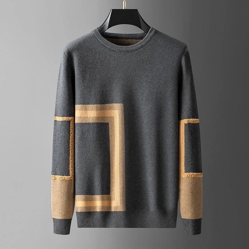 

2024 New Fashion Checker Jacquard Sweater Men's Autumn and Winter Soft Warm Round Neck Knitwear Casual High Quality Pullover