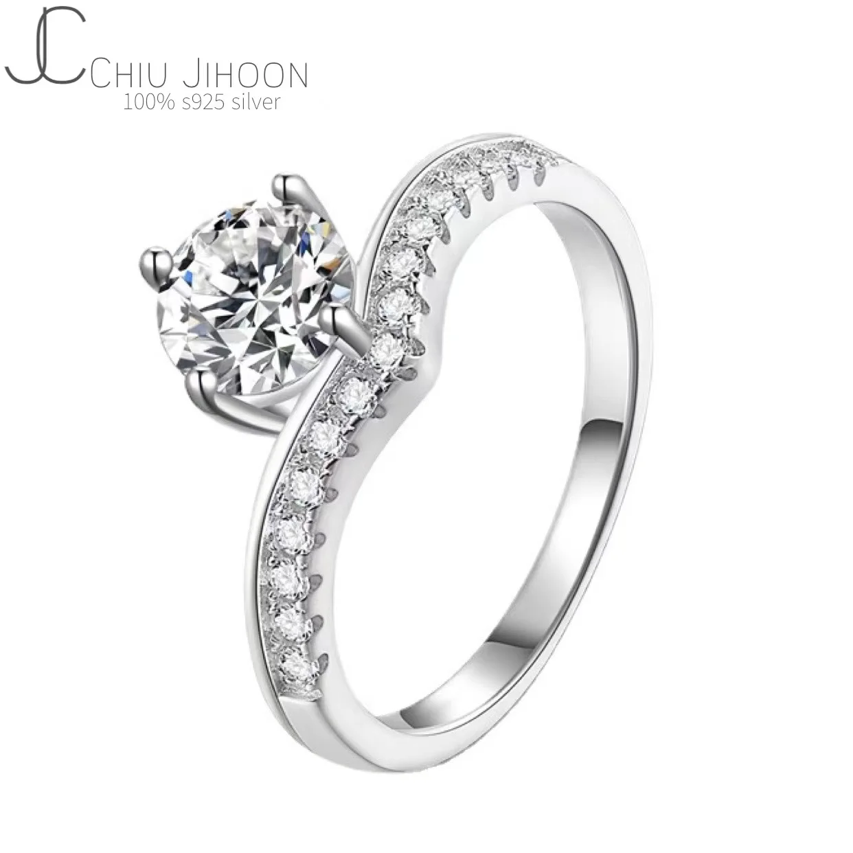 

Real 1 Carat 2 Carat D Color Moissanite Wedding Ring For Women Top Quality 18K White Gold Color 100% 925 Sterling Silver Jewelry