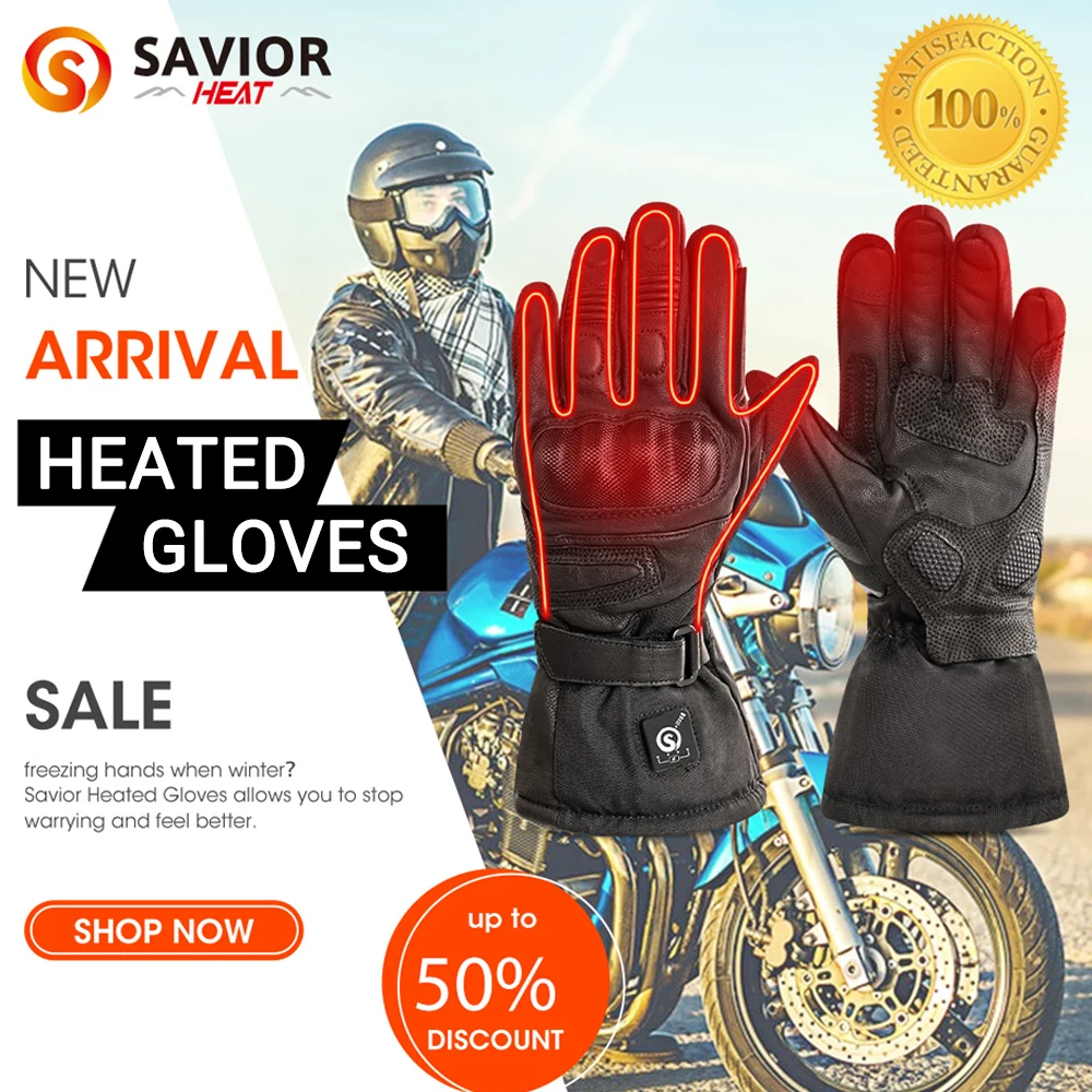 

Savior Heat Electric Ski Heated Gloves for Men Women Rechargeable Battery Motocycle Heating Gloves for Snowboarding Cycling