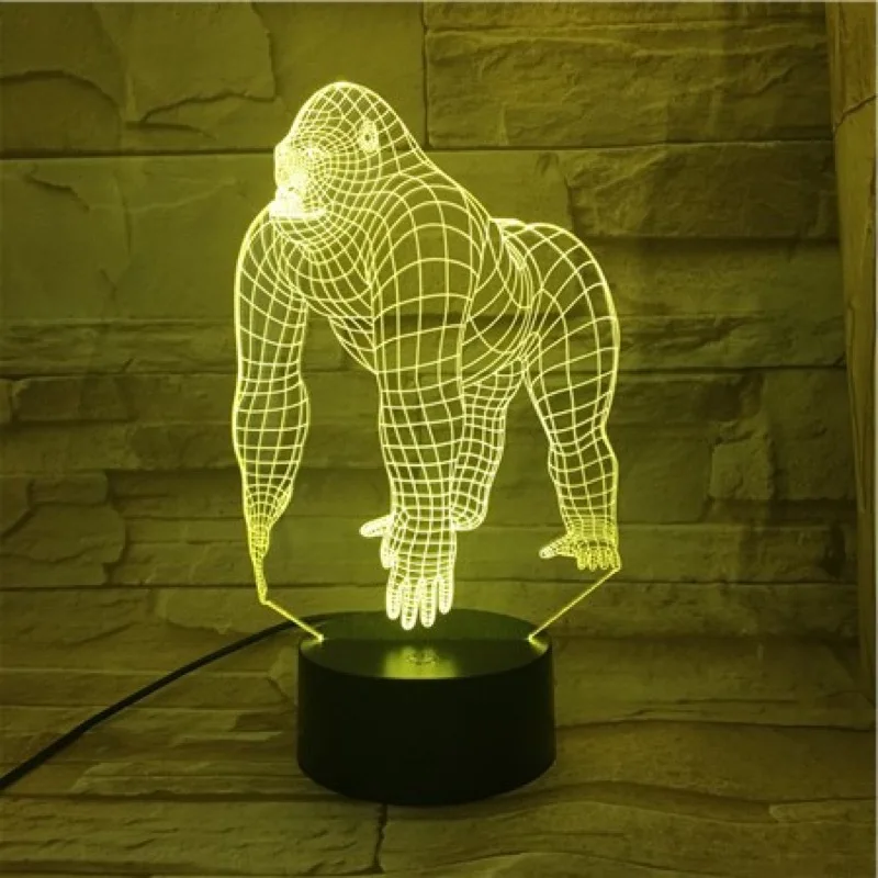 Orangutang Gorilla Monkey 3D Lamp Acrylic USB LED NightLights Neon Sign Lamp Christmas Decoration for Home Bedroom Birthday Gift
