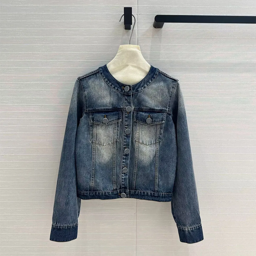 Новая весенне-осенняя модная джинсовая куртка женская уличная одежда с круглым