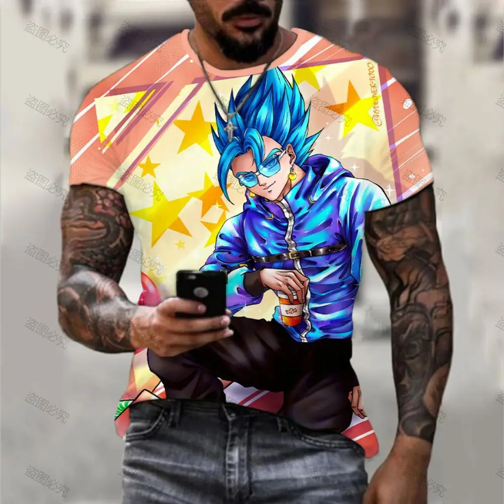 

Dragon Ball Z Men's T-Shirt Goku Vegeta New Trend Oversized O-collar Harajuku Summer Y2K Tops Saiyan Cool Streetwear 110-6XL