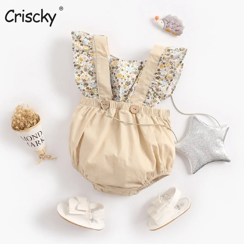 

Criscky Girl Rompers Sleeveless Romper Jumpsuits Summer One-piece New Fashion Floral Pirnt Cotton Newborn Baby Girl Clothes