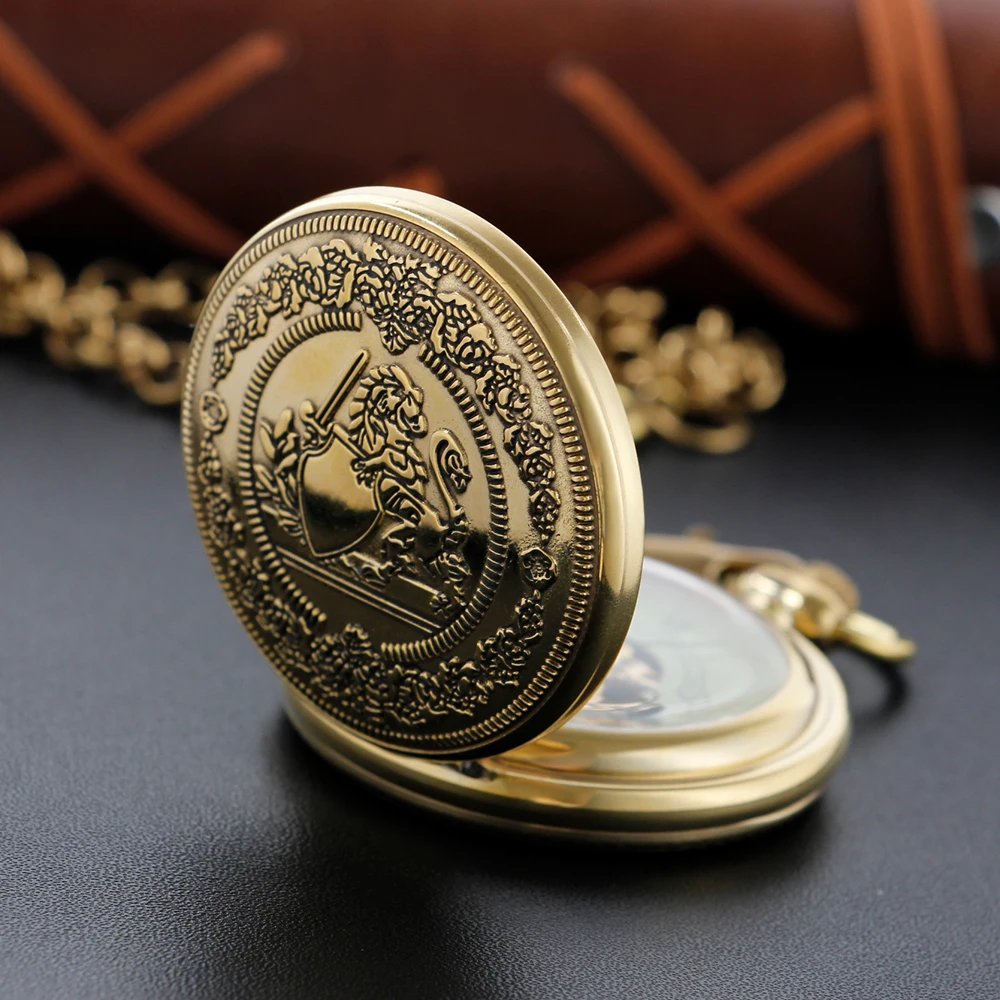 Antique Noble Knight Emblem Sign Mechanical Pocket Watch Men's Necklace Pendant Clock Retro Gentleman Gift Accessories