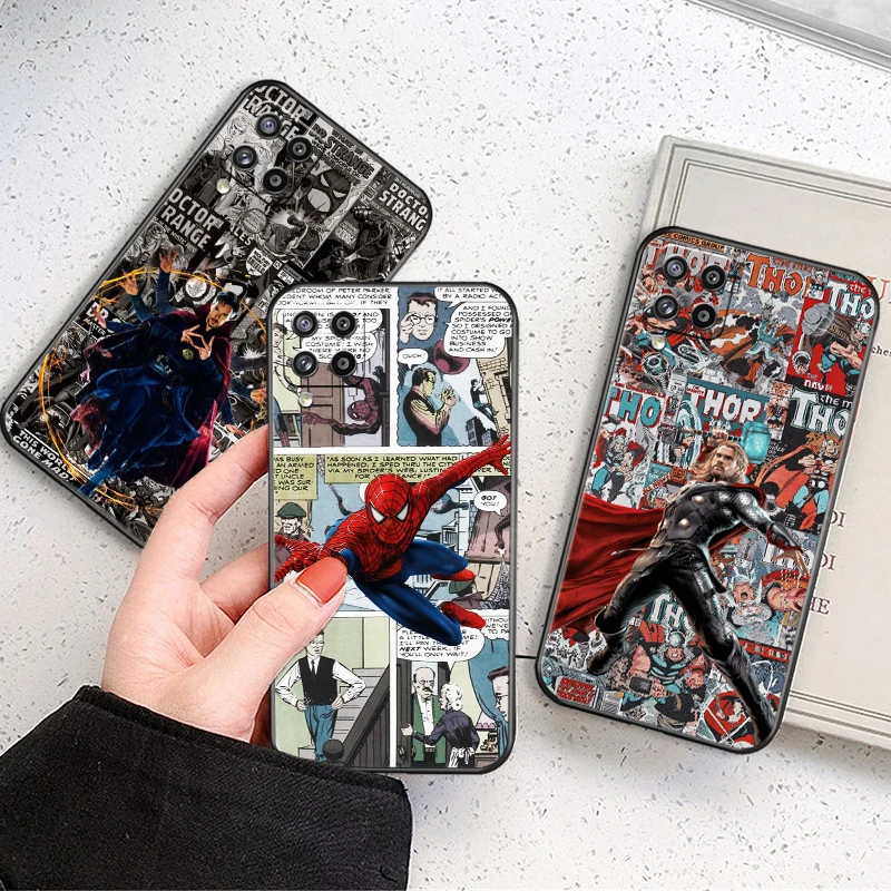 

Avengers Captain America Iron Man For Samsung Galaxy A22 A22 5G Phone Case Soft Cover Shell Back Carcasa Full Protection Black