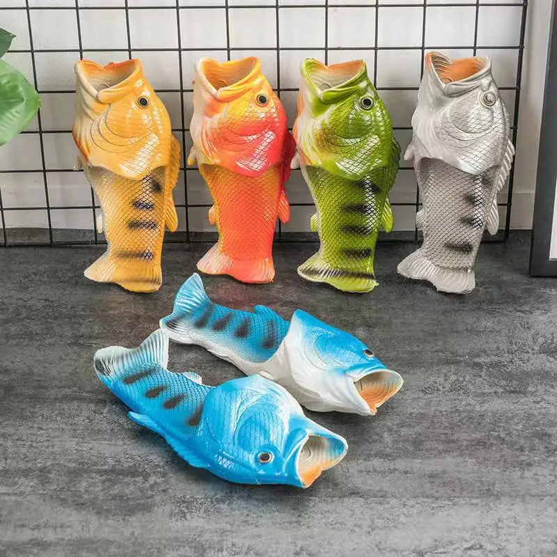 2022 Popular Fish Slippers Children Animal Summer Slides Bathroom  Shoes Family Indoor Casual Shark Flip Flops Kids Shoes Boys images - 6