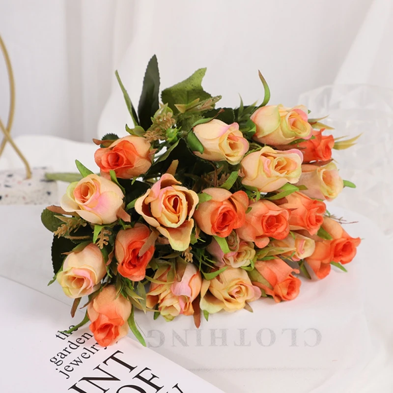 

15 Heads Flower Bouquet Artificial Flowers Peony Tea Rose Silk Fake Flowers for DIY Living Room Home Garden Wedding Decoration