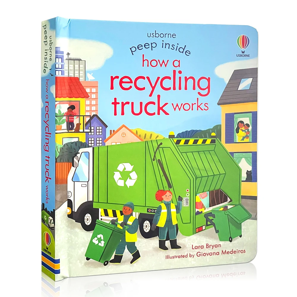 Peep Inside How A Recycling Truck Works English Educational 3D Flap Picture Books for Kids Story Book Montessori Learning Toys