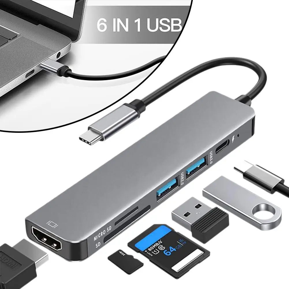 USB-концентратор 6 в 1 4K @ 30 Гц USB 2 0 3