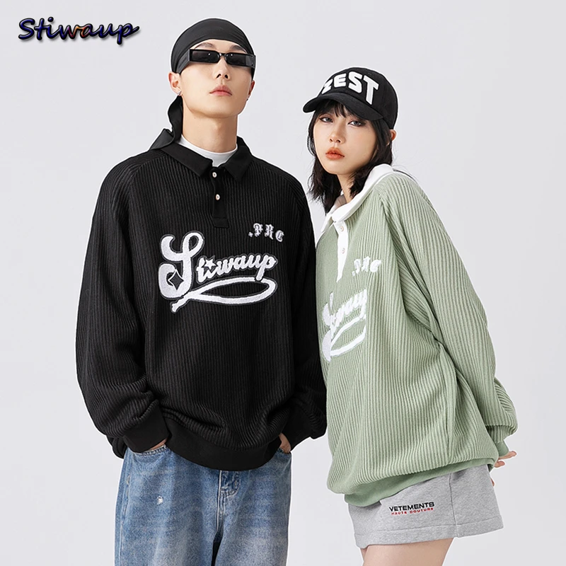 

Женская хлопковая Футболка оверсайз, брендовая футболка с длинным рукавом и надписью «Алфавит» в японском стиле, уличная одежда для пар, 2023