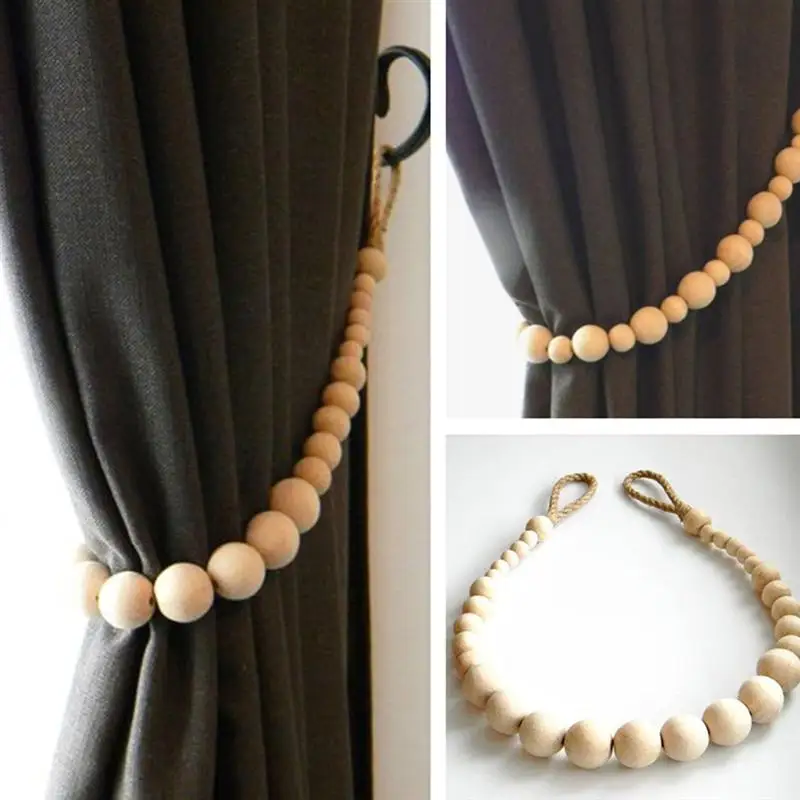 

1 String Wooden Bead Curtain Tiebacks Curtain Holders Curtain Ties Balcony Decor