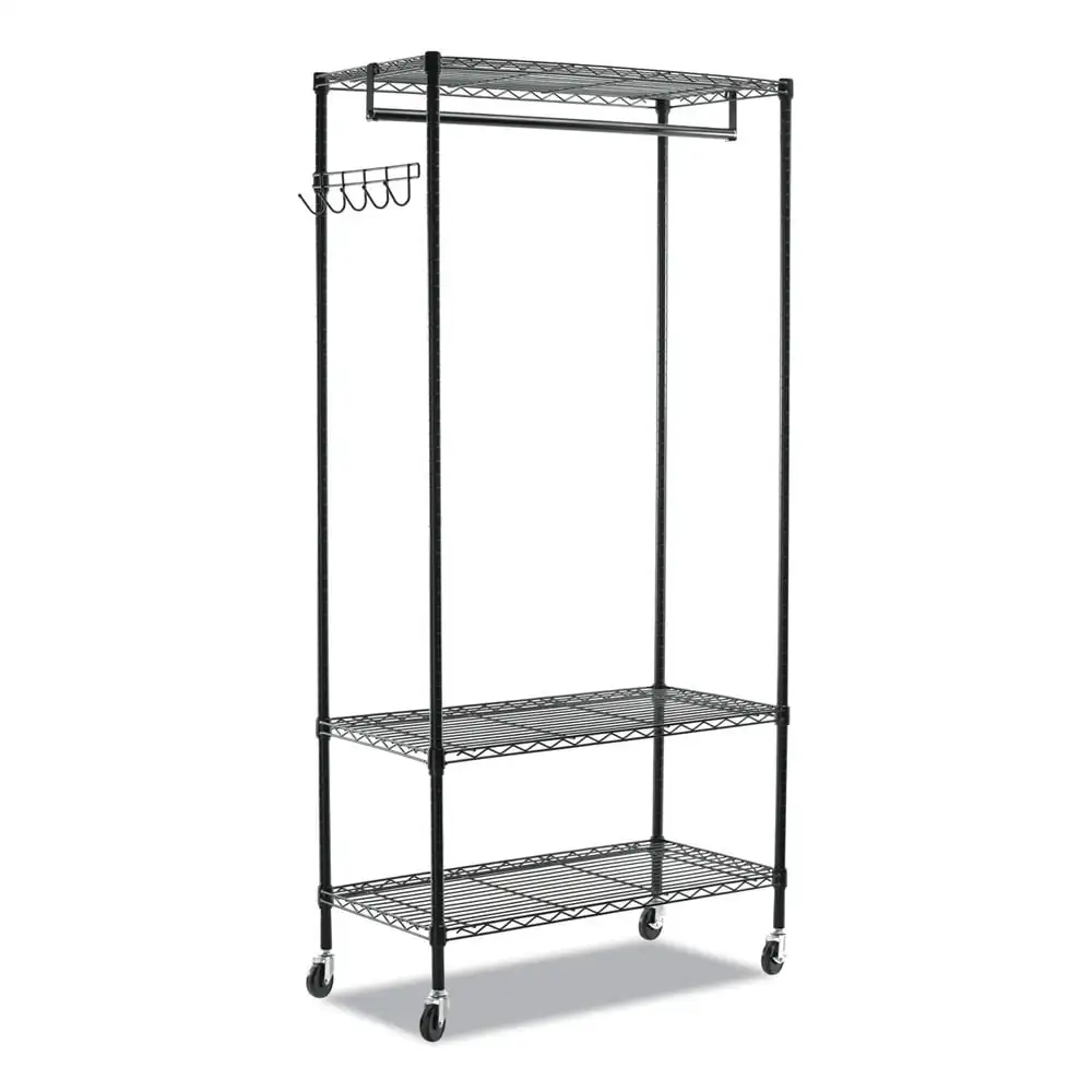 

48 in. W x 18 D 75 H 40 Garments Wire Shelving Rack - Black Clothing Clothes