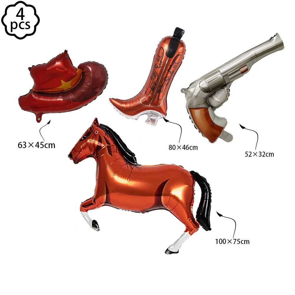 

Ковбойская вечеринка, набор декора из воздушных шаров, 4 шт.