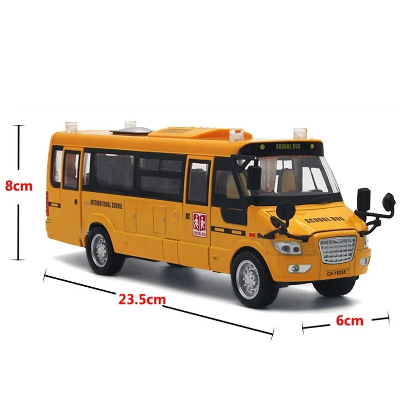 School Bus Toy Die Cast Vehicles Yellow Large Alloy Pull Back 9'' Play Bus with Sounds and Lights for Kids images - 6