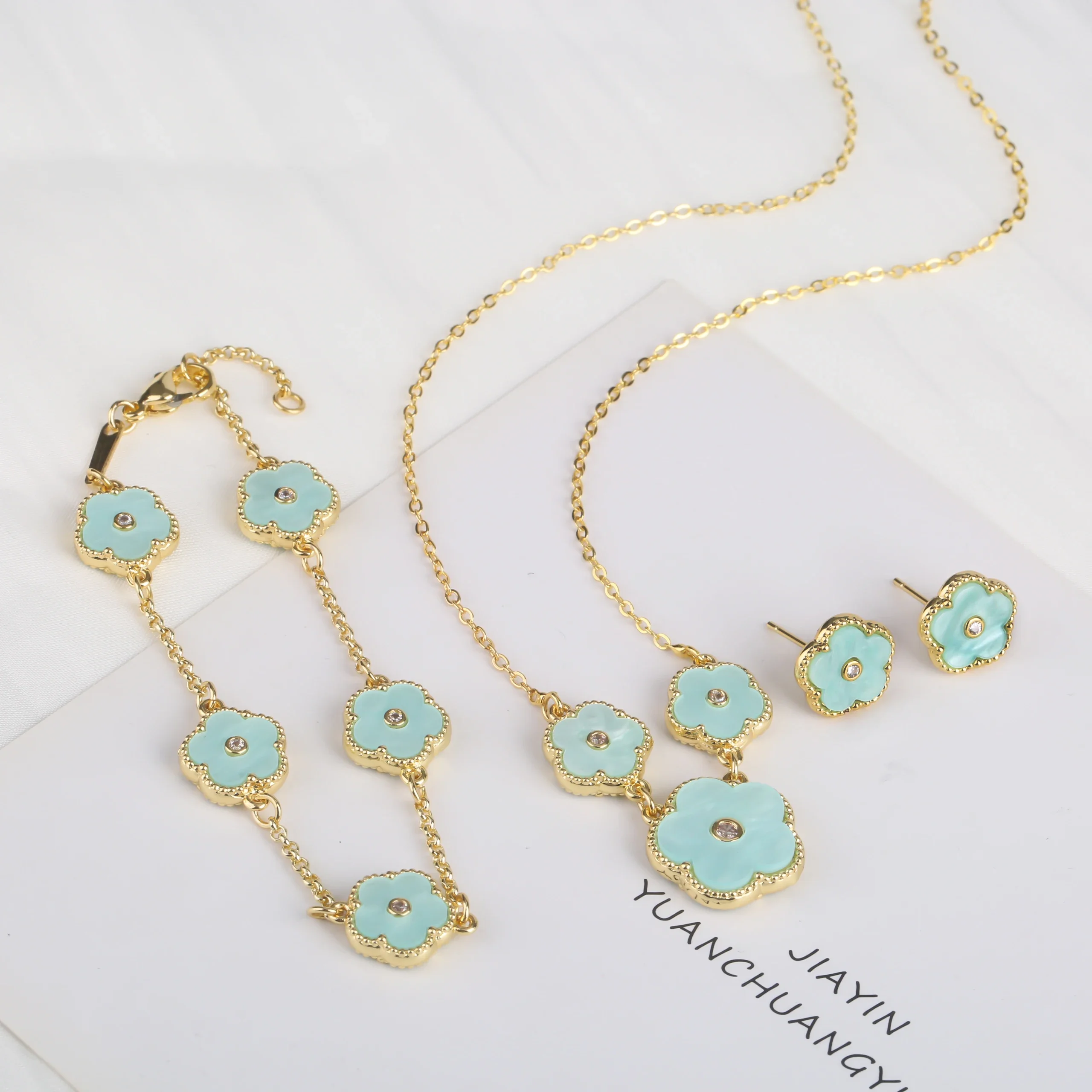 Модный классический высококачественный набор из пяти листьев и цветов браслет