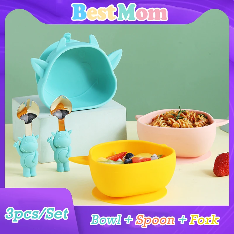 

Baby Stuff Bowls Plates Spoons Silicone Suction Food Tableware BPA Free Non-Slip Baby Dishes Crab Food Feeding Bowl for Kids