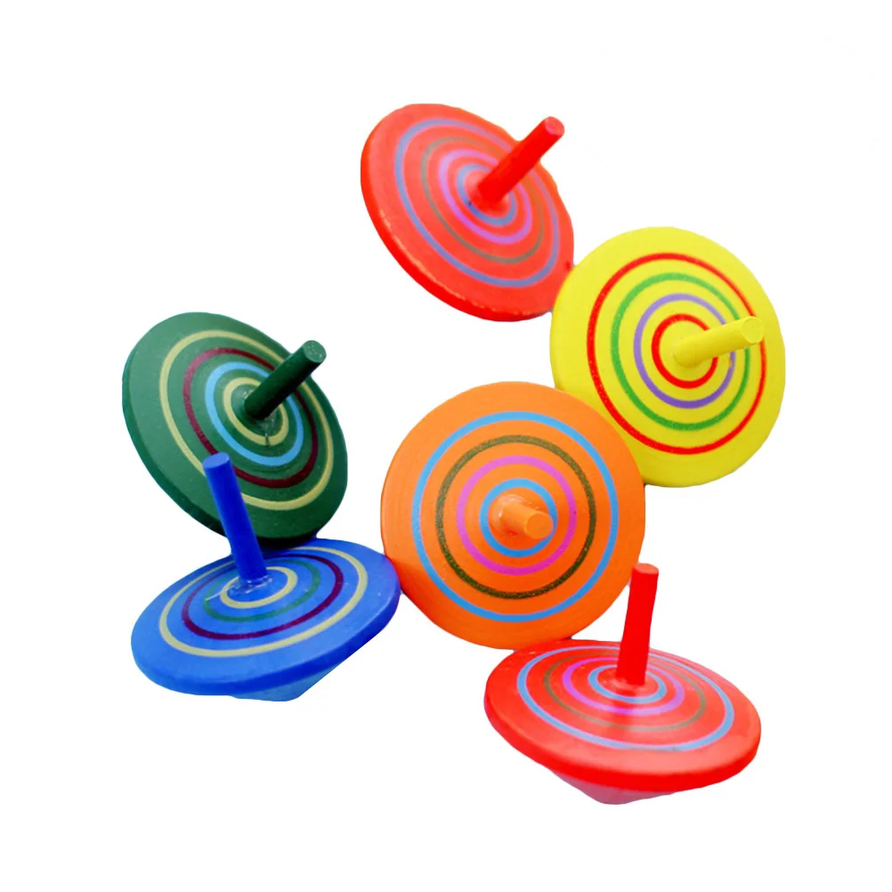 

Wooden Kids Toys Wood Kindergarten Gyroscopes Toy Painted Rainbow Standard Educational Peg
