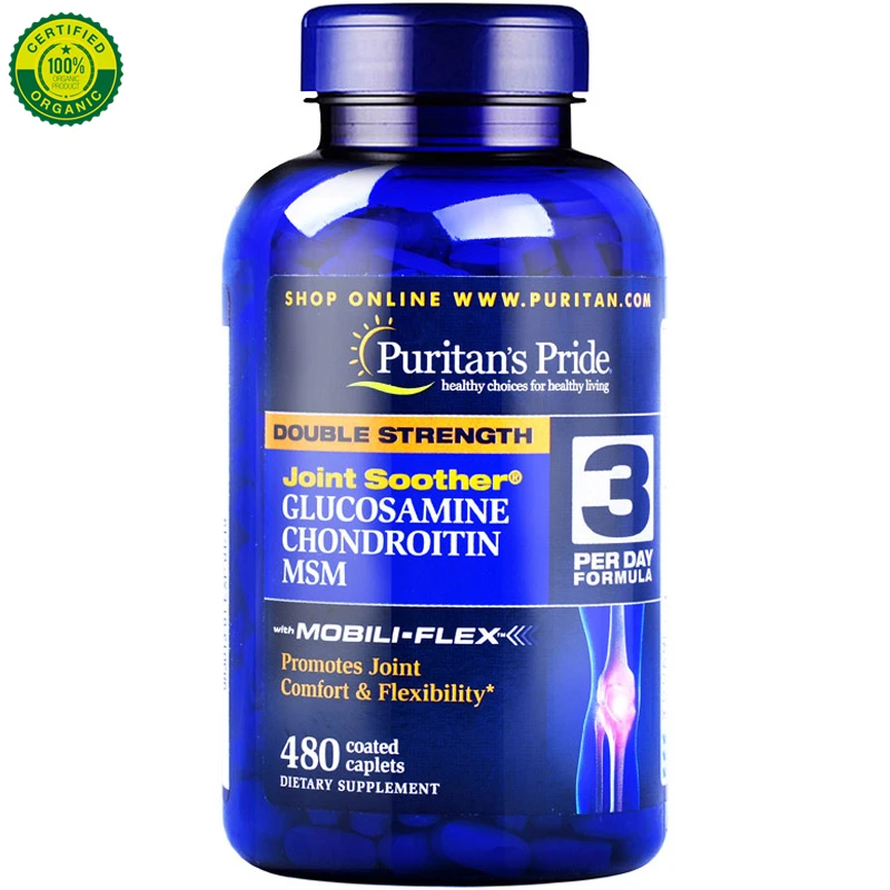 

America Puritan's Pride DOUBLE STRENGTH Joint Soother GLUCOSAMINE CHONDROITIN MSM,Glucosamine Bone Strength Joint 480 Capsules