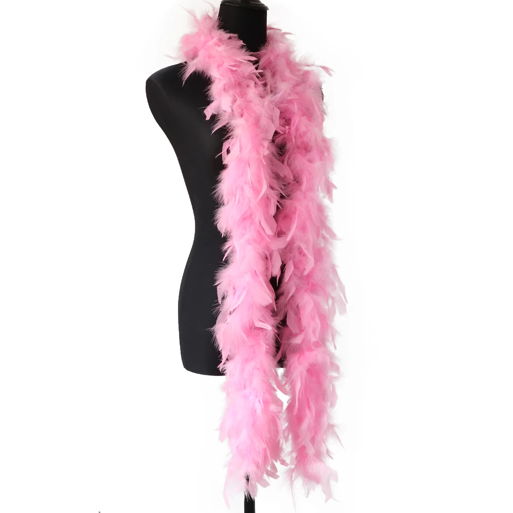2Yards Fluffy Pink Turkey Feather Boa 38-40g Decoration for Party Wedding Clothes Dress Shawl/Scarf Diy Jewelry Accessory Craft