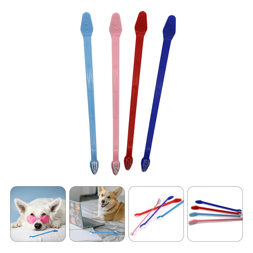 

Dog Pet Tooth Care Brush Dogs Teeth Kit Dual Cleaning Headed Brushing Cat Puppy Toy Toothpaste Double Canine Ended Clean Soft