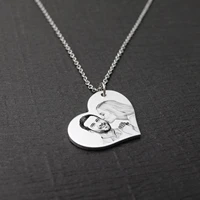 personalized photo necklace customized picture necklace heart round pendant anniversary gift for couple family memory jewelry