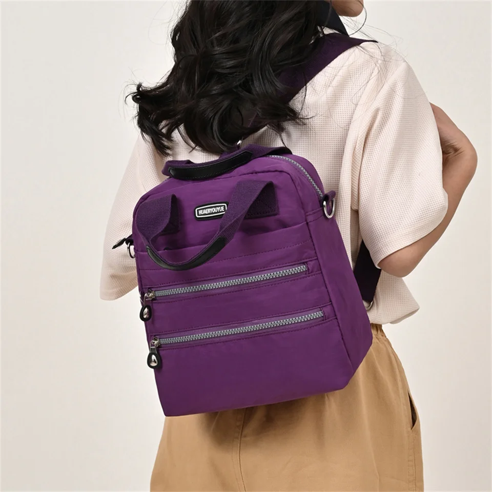 Fashion Waterproof Nylon Backpack Women Casual Rucksack Shoulder Bag Nylon Big Capacity School Bag Knapsack