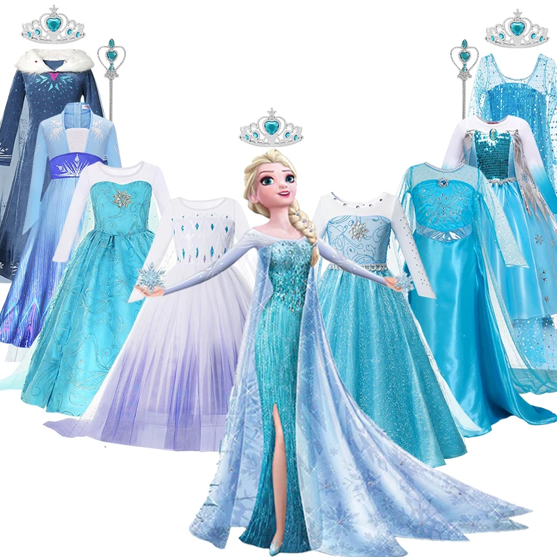 

Disney Frozen Elsa Queen Kids Cosplay Princess Dresses for Girls Fancy Party Girl Dress Up Costume Carnival Prom Clothes 2-10 Yr