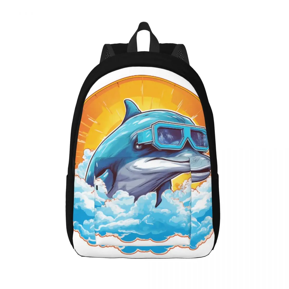 

Dolphin Canvas Backpacks Vector Graphic Cute Leisure Bag Camping Backpack Unisex Bags
