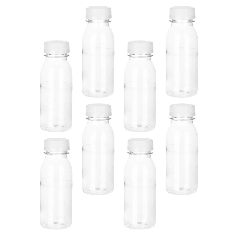 

8 pcs Plastic Bottles with Lids Clear Beverage Containers Birthday Party Favor Drinking Beverage Jar