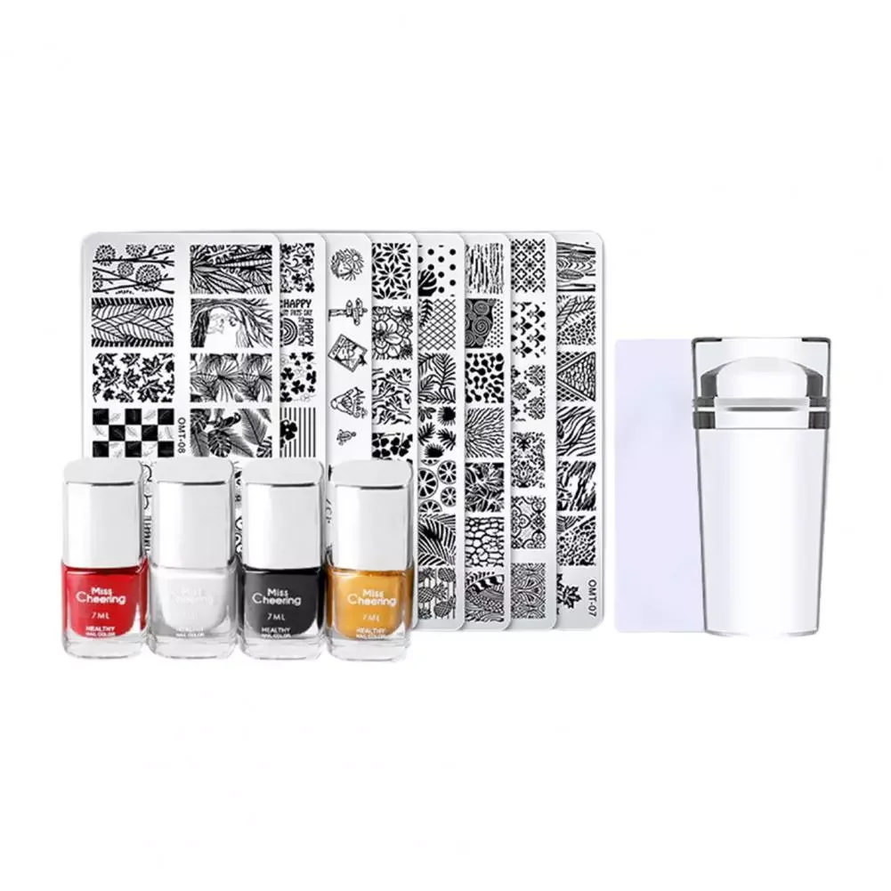 

NEW2023 1 Set Nail Art Template DIY Template Mold Printing Steel Nail Stamping Plate Kit Tool for Nail Salon