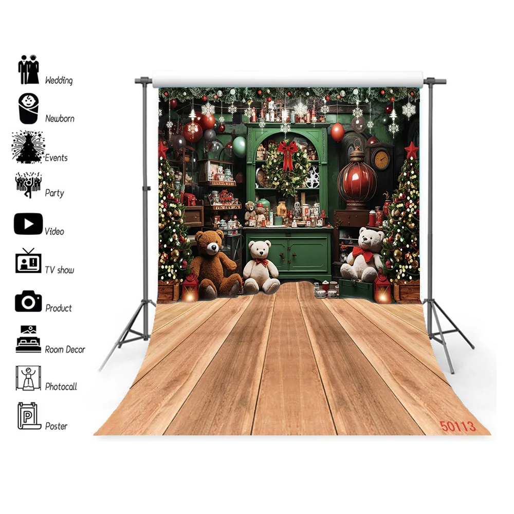 

SHENGYONGBAO Art Fabric Christmas Theme Photography Background Props Pine Tree Family Festival Backdrops For Photo Stdio ZM-18