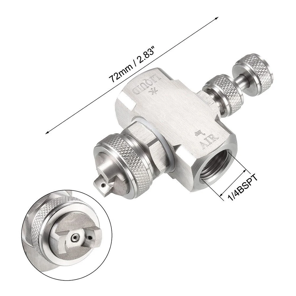

1pc Air Atomizing Nozzle 1/4BSPT Siphon Misting Low Pressure Mix Type Spray Tip Nozzles 304 Stainless Steel 72x40x22mm